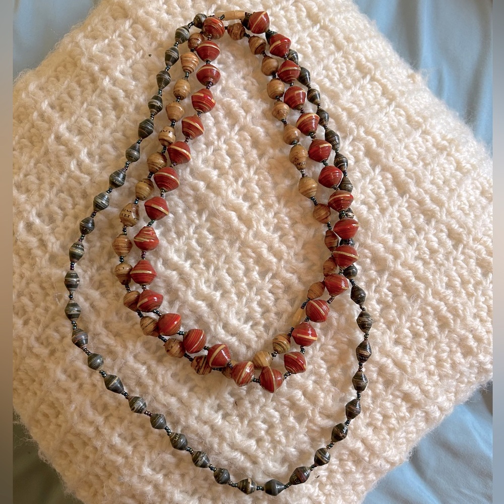 3 Strand Beaded Necklace—Fall Colors 🍁